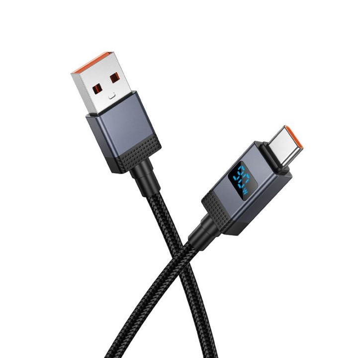 Кабель USB A — USB C Hoco 5A с дисплеем 1 m X118 черный