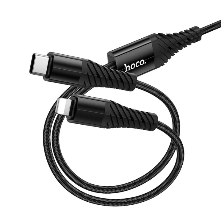 Кабель 2w1 USB C для USB C+Lightnig Hoco 1 m X123 чорний