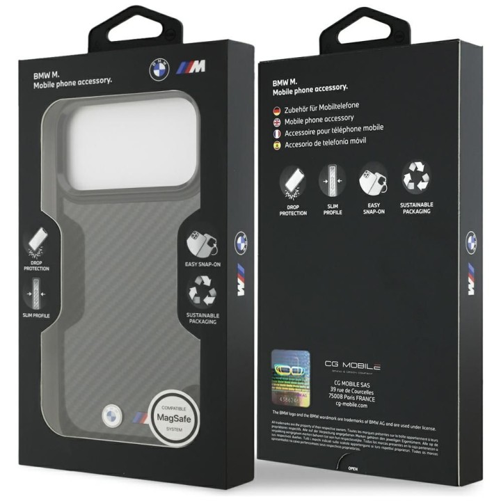 BMW futerał do IPHONE 17 Pro Max kompatybilny z MagSafe BMHMP17X24CFMMK (Kevlar Matt) black