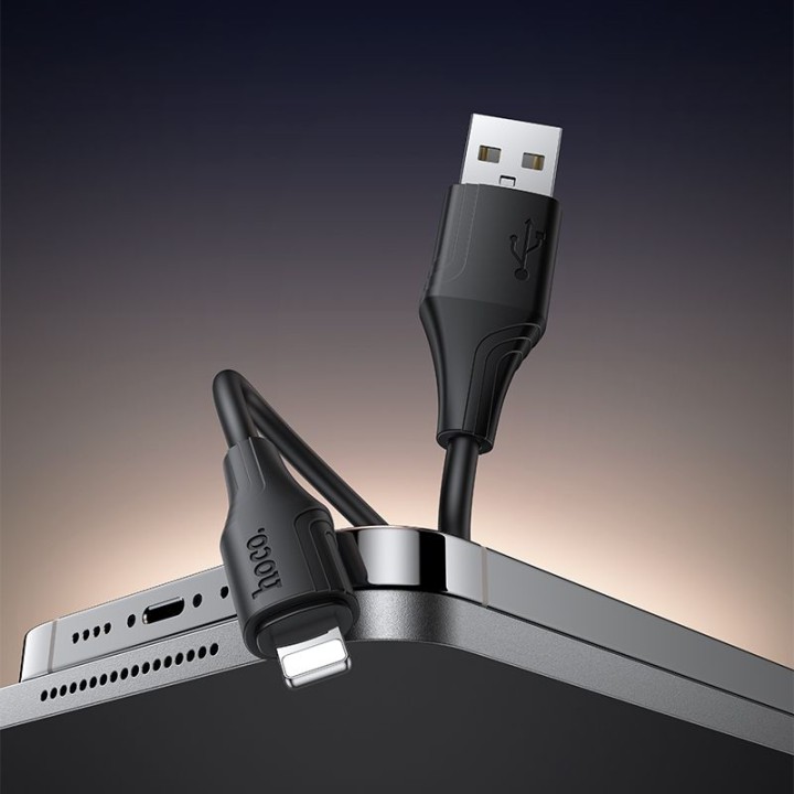 Кабель USB A для Lightning Hoco 2,4A силіконовий 1 m X124 чорний