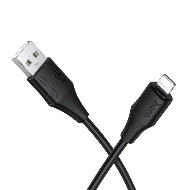 Кабель USB A — Lightning Hoco 2,4A силіконовий 1 m X124 чорний