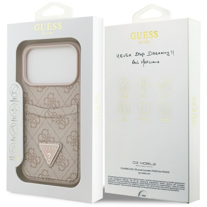 GUESS case for IPHONE 17 Pro GUHCP17LP4TPP (4G Double Card Triangle) pink