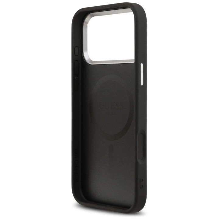 GUESS case for IPHONE 17 Pro Max compatible with Magsafe GUHMP17XPSDTSCMK (PU W/ Triangle Logo) black