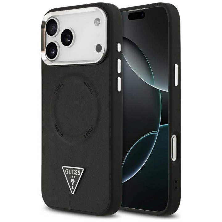 GUESS чохол для IPHONE 17 Pro сумісний із MagSafe GUHMP17LPSDTSCMK (PU W/ Triangle Logo) чорний