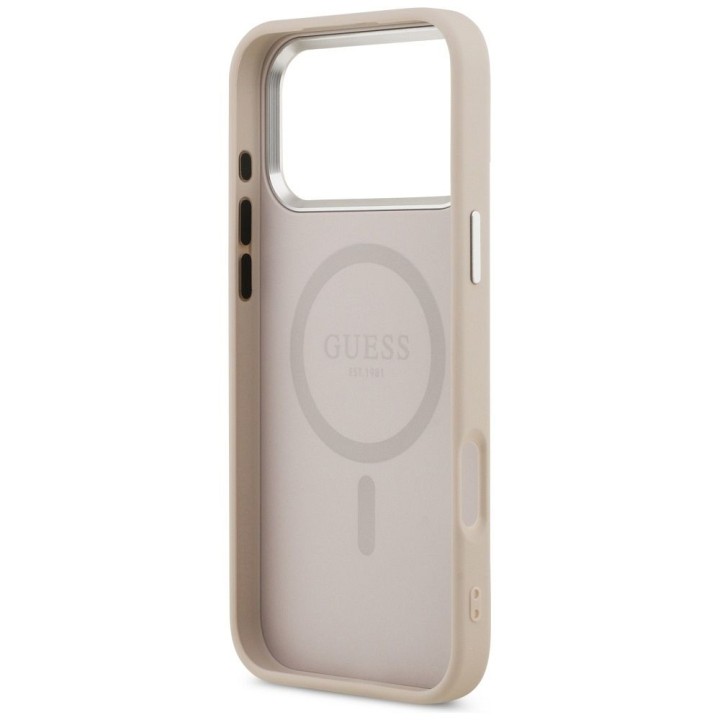 GUESS case for IPHONE 17 Pro compatible with MagSafe GUHMP17LPSDTSCMP (PU W/ Triangle Logo) pink