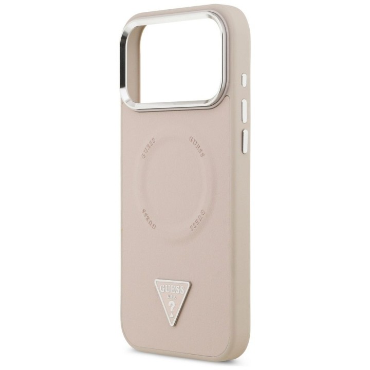GUESS case for IPHONE 17 Pro compatible with MagSafe GUHMP17LPSDTSCMP (PU W/ Triangle Logo) pink
