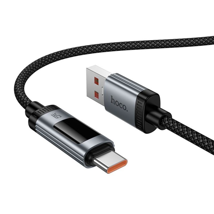 Cable USB A to USB C Hoco PD 6A 100W 1,2m with display U148 black