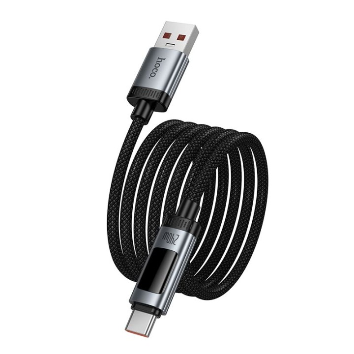 USB-A to USB-C cable Hoco PD 6A 100W 1,2m with display U148 black
