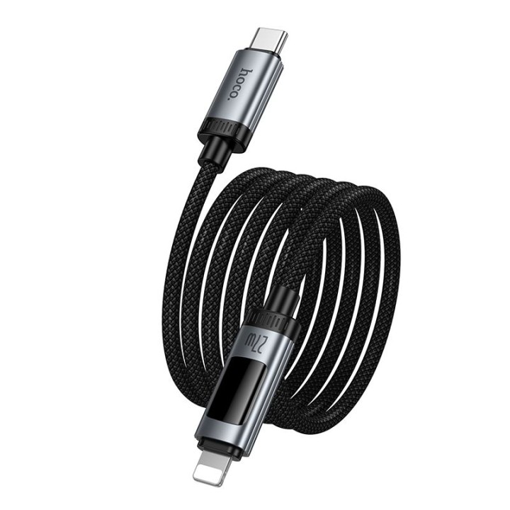 Cable USB C to Lightning Hoco PD 27W 1,2 m with display U148 black