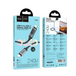Cable USB C to USB C Hoco PD 6A 240W 1,2m with display U148 black