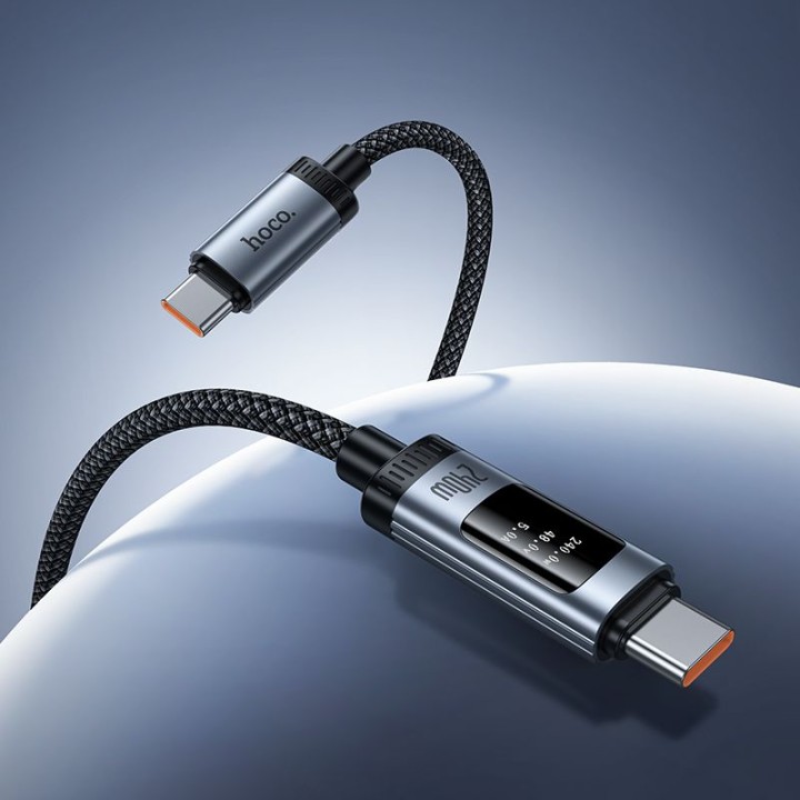 USB-C to USB-C cable Hoco PD 6A 240W 1,2m with display U148 black