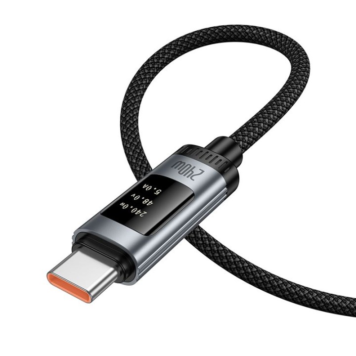USB-C to USB-C cable Hoco PD 6A 240W 1,2m with display U148 black