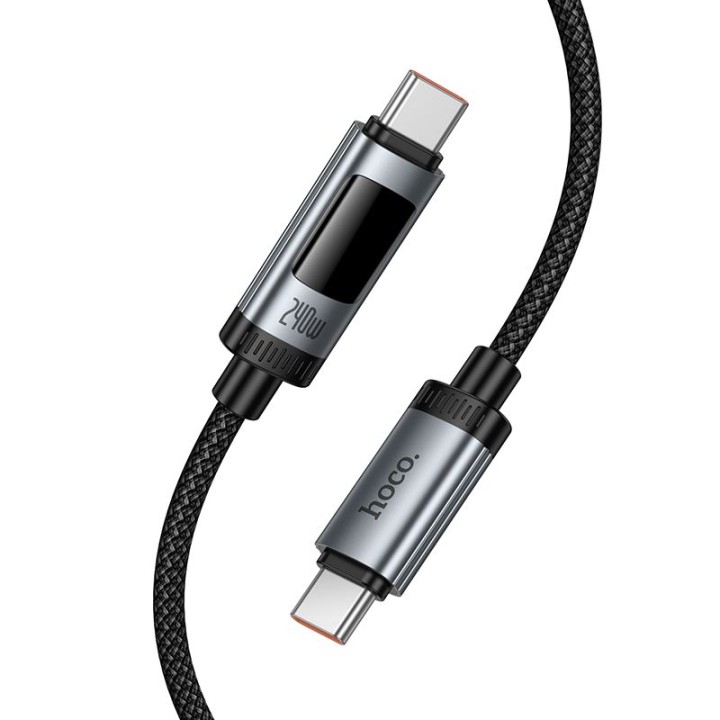 Кабель USB-C – USB-C Hoco PD 6A 240W 1,2m з дисплеєм U148 чорний
