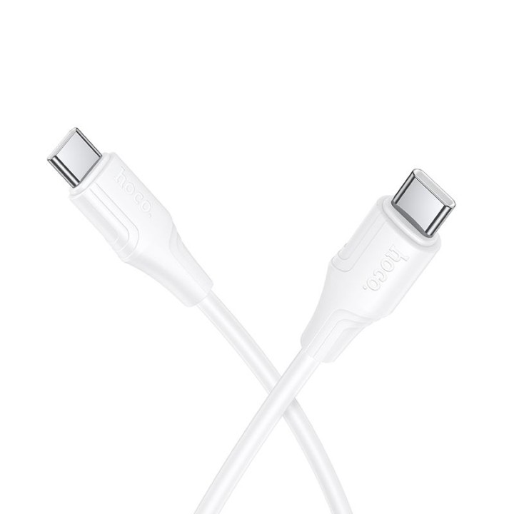 Kabel USB C do USB C Hoco 3A 60W silikonowy 1 m X124 biały