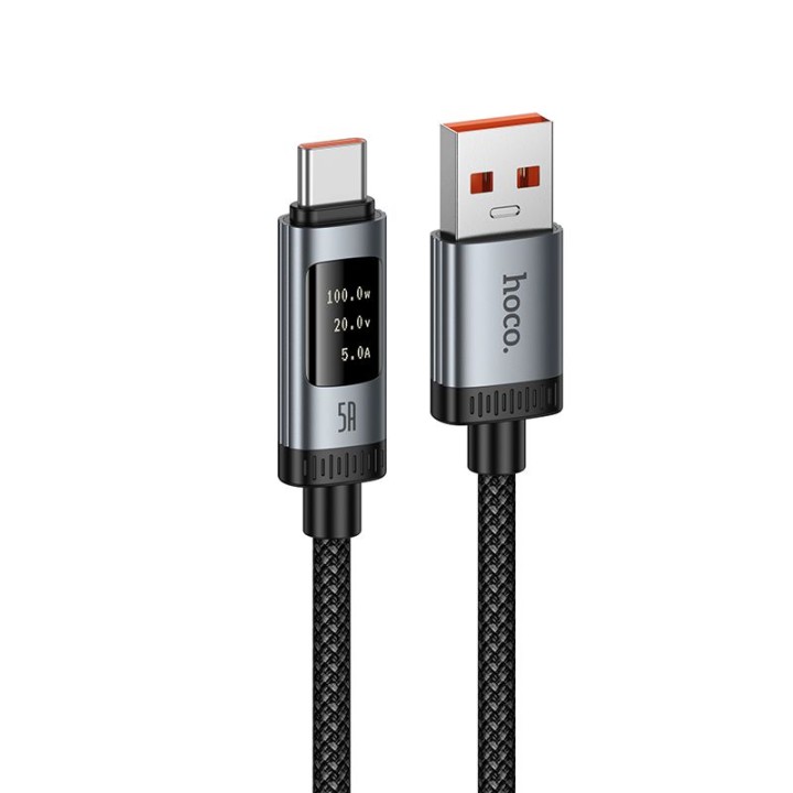 Cable USB A to USB C Hoco PD 6A 100W 1,2m with display U148 black