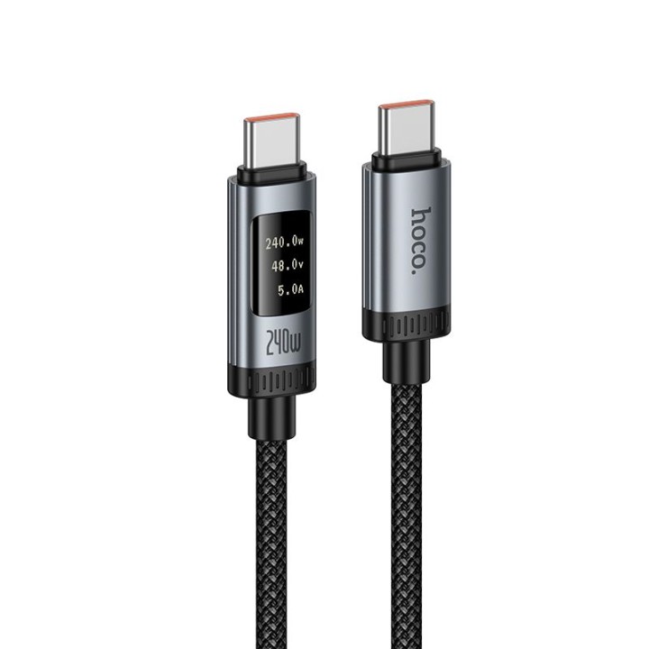 Кабель USB-C – USB-C Hoco PD 6A 240W 1,2m з дисплеєм U148 чорний