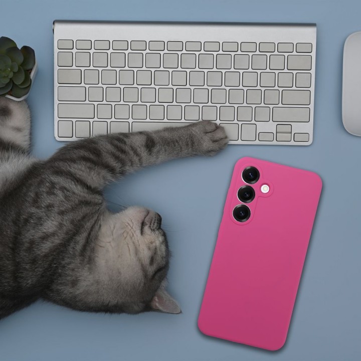 Чехол для Samsung S26 Silicone 2mm (camera protection) совместимый с MagSafe розовый