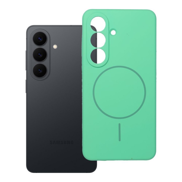 Чехол для Samsung S26 Silicone 2mm (camera protection) совместимый с MagSafe мятный