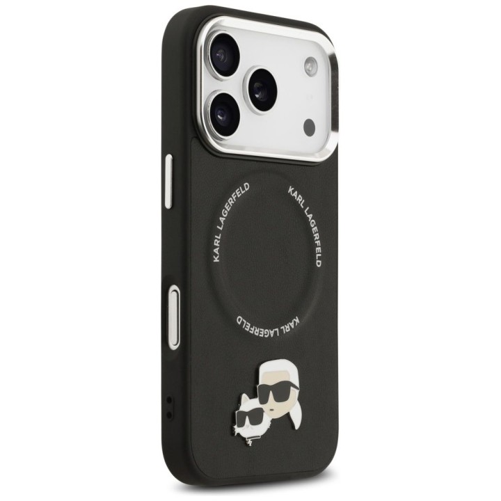 KARL LAGERFELD case for IPHONE 17 Pro compatible with MagSafe KLHMP17LPSMLRKCK (PU K&C Pins) black