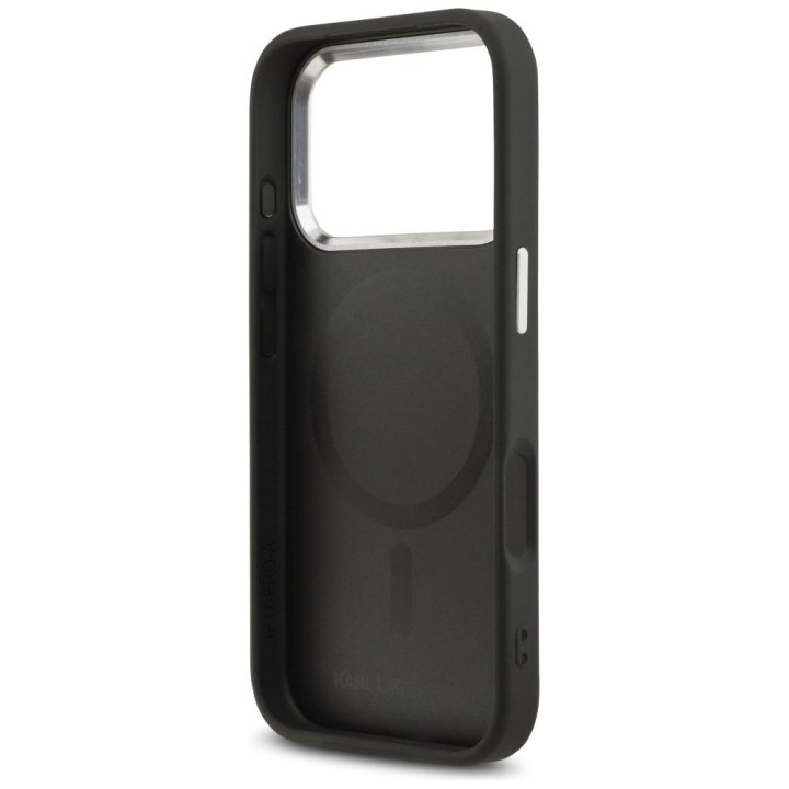 KARL LAGERFELD case for IPHONE 17 Pro compatible with MagSafe KLHMP17LPSMLRKCK (PU K&C Pins) black