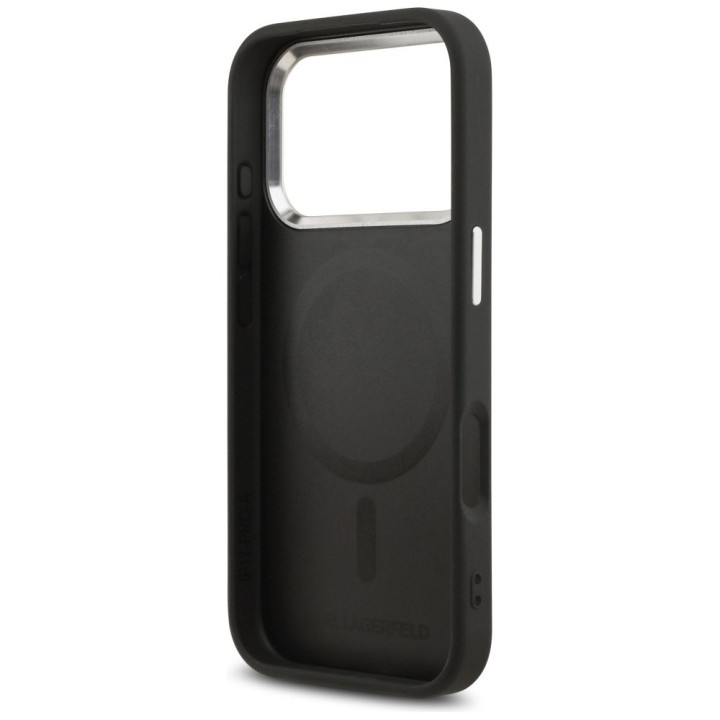 KARL LAGERFELD case for IPHONE 17 Pro compatible with MagSafe KLHMP17LPSMLRKLK (PU Karl Pin) black