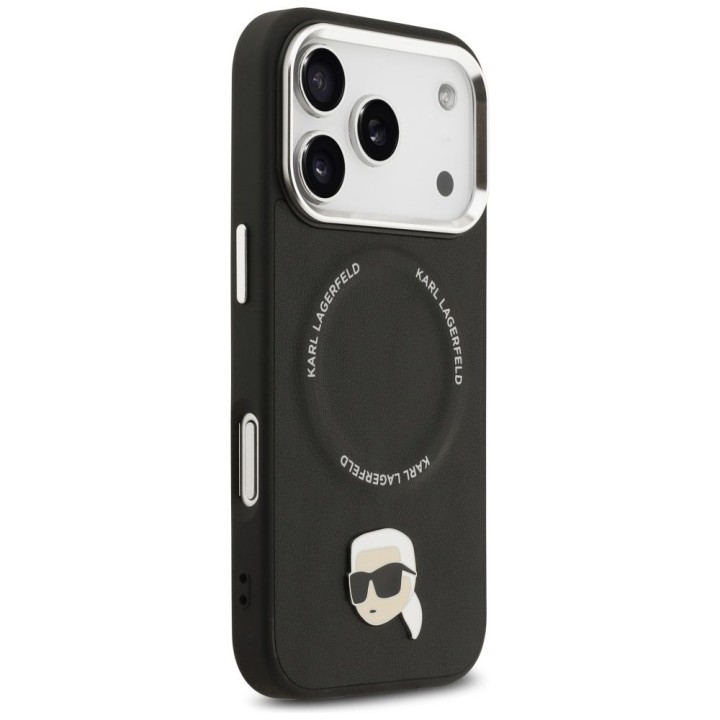 KARL LAGERFELD case for IPHONE 17 Pro compatible with MagSafe KLHMP17LPSMLRKLK (PU Karl Pin) black