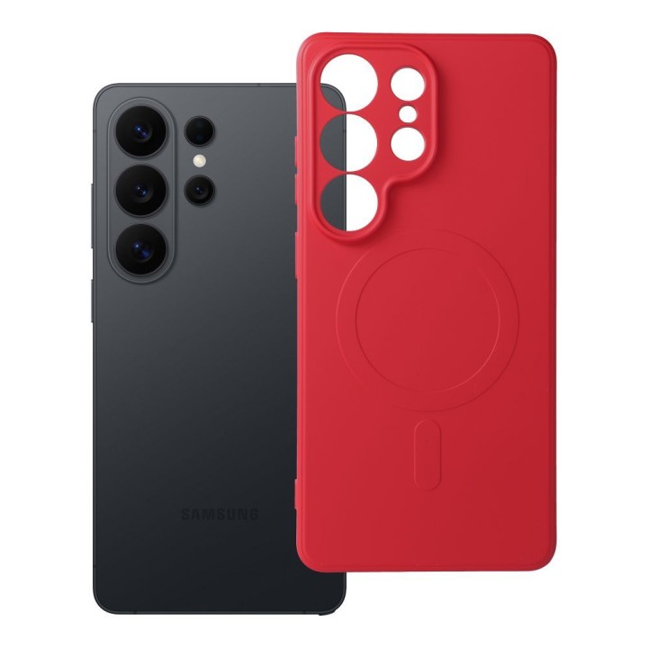 Чехол для Samsung S26 ULTRA Silicone Mag Cover совместимый с MagSafe (camera protection) красный
