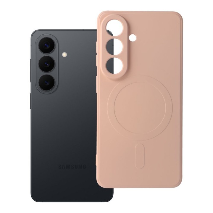 Чехол для Samsung S26 Silicone Mag Cover совместимый с MagSafe (camera protection) розовый