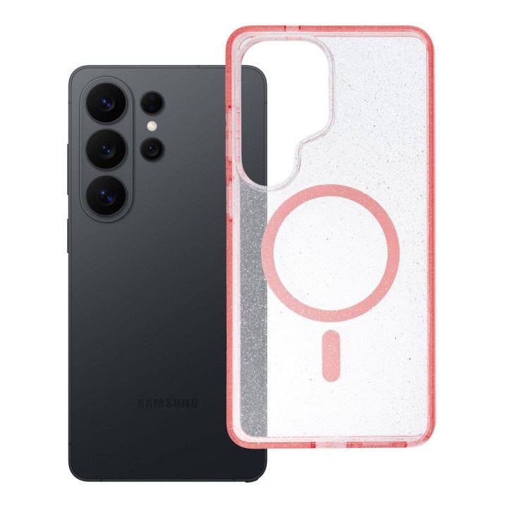 Чехол для Samsung S26 ULTRA Clear Mag Cover - Glitter (Str) совместимый с MagSafe розовый glitter