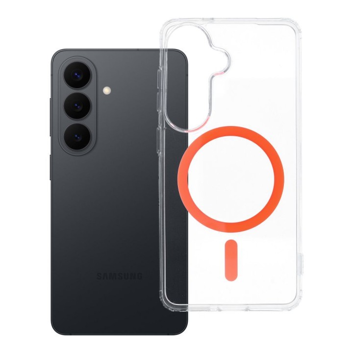 Чехол для Samsung S26 Drop Glue Colorful Ring Mag Cover совместимый с MagSafe оранжевый