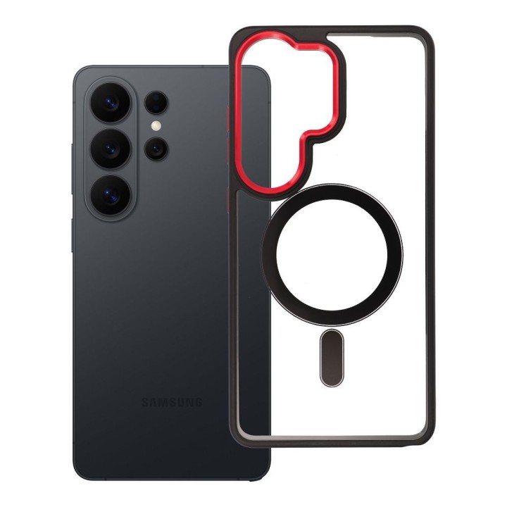 Case for Samsung S26 ULTRA Color Edge Mag Cover compatible with MagSafe black-red