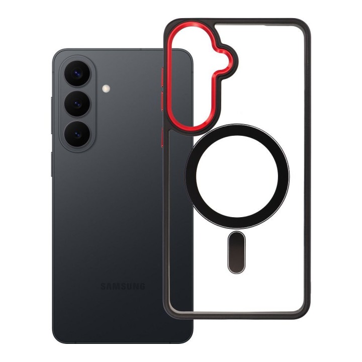 Case for Samsung S26 PLUS Color Edge Mag Cover compatible with MagSafe black-red