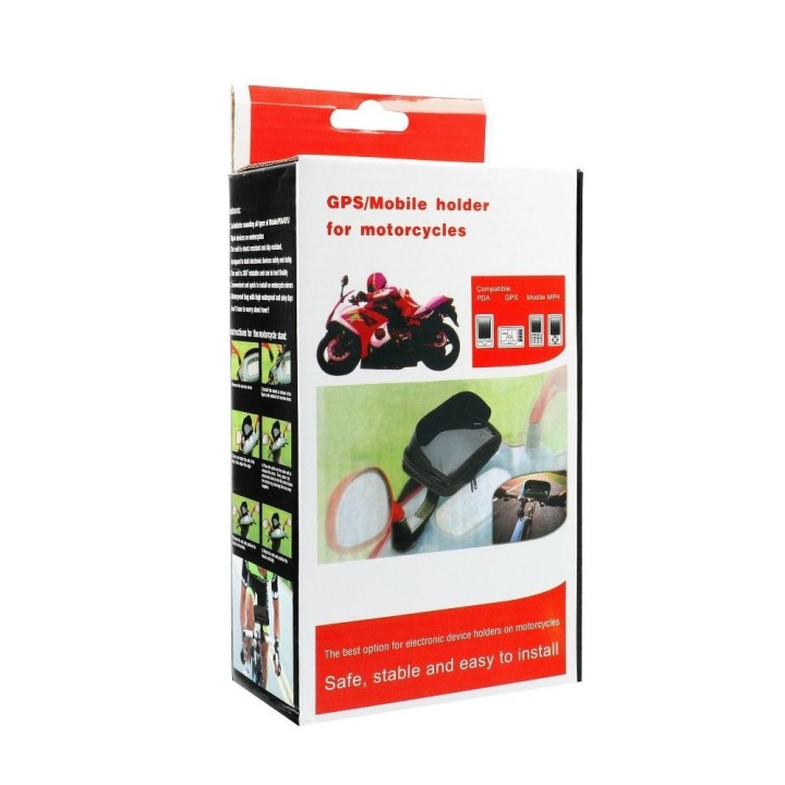 Uchwyt motocyklowy na zamek wodoodporny z daszkiem ( 6,4" - 8" ) czarny