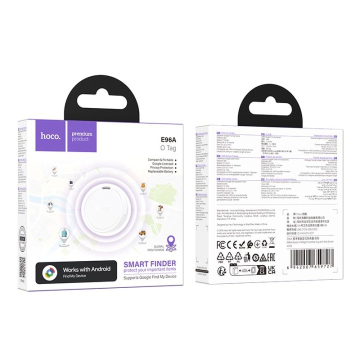 Lokalizator совместимый с Google Find My Device Hoco E96A белый