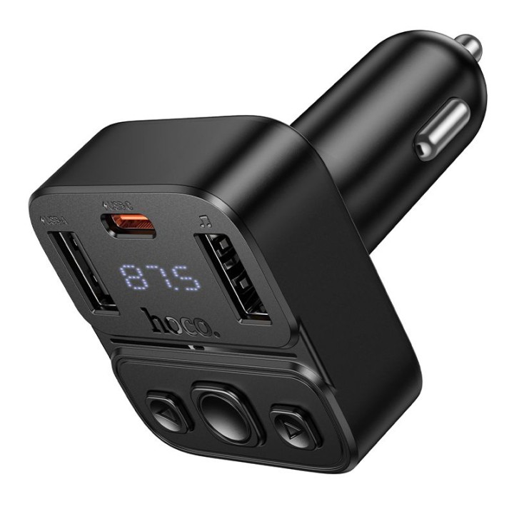 Transmiter samochodowy bluetooth Hoco USB A + USB C QC PD 35W E87 czarny