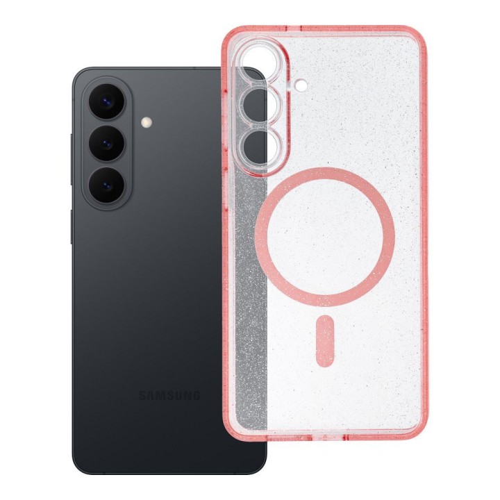 Чехол для Samsung S26 PLUS Clear Mag Cover - Glitter (Str / Camera Protection) совместимый с MagSafe розовый с блестками