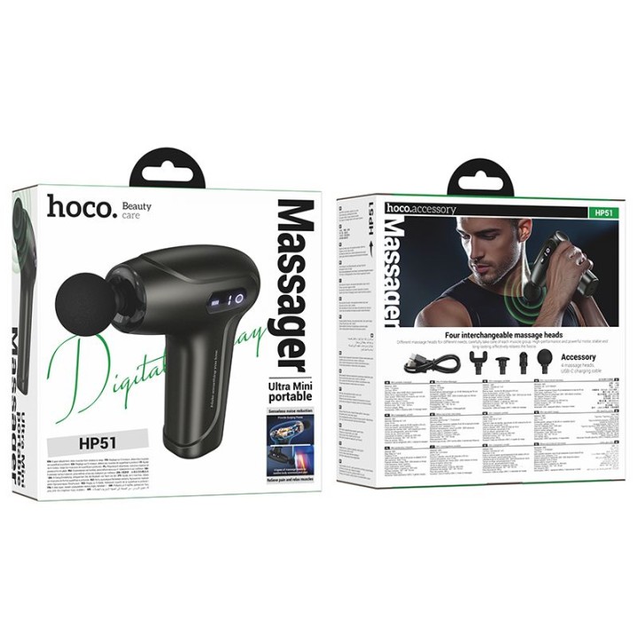 Quiet electric mini massager GUN Hoco HP51 grey