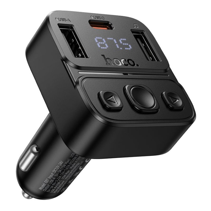 Трансмиттер автомобильный Bluetooth Hoco USB A + USB C QC PD 35W E87 черный