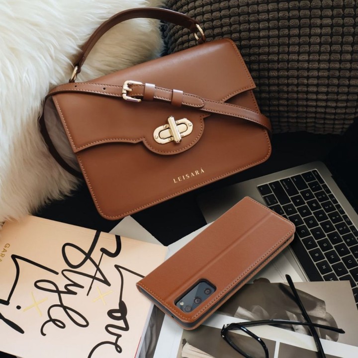 Etui z klapką na Samsung S26 ULTRA Smart Pro Book skórzane brązowe