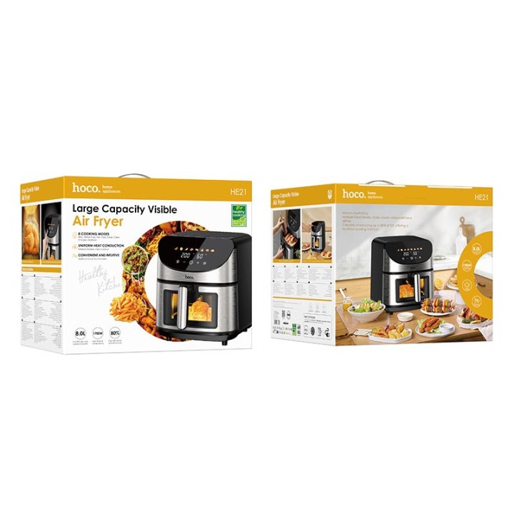 Аэрогриль Air Fryer Hoco с сенсорным экраном и okienkiem 8L 1700W HE21 черный