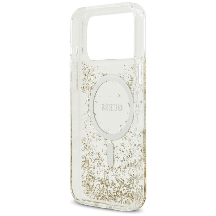 GUESS futerał do IPHONE 17 Pro Max kompatybilny z MagSafe GUHMP17XRGRGED (Resin Bottom Glitter) złoty
