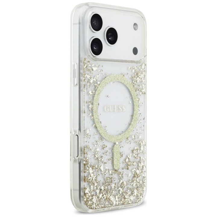 GUESS чохол для IPHONE 17 Pro Max сумісний із MagSafe GUHMP17XRGRGED (Resin Bottom Glitter) золотий
