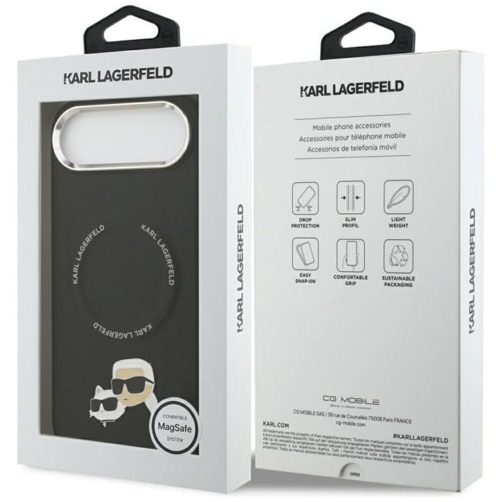 KARL LAGERFELD case for IPHONE 17 Air compatible with MagSafe KLHMP17MPSMLRKCK (PU K&C PINS) black
