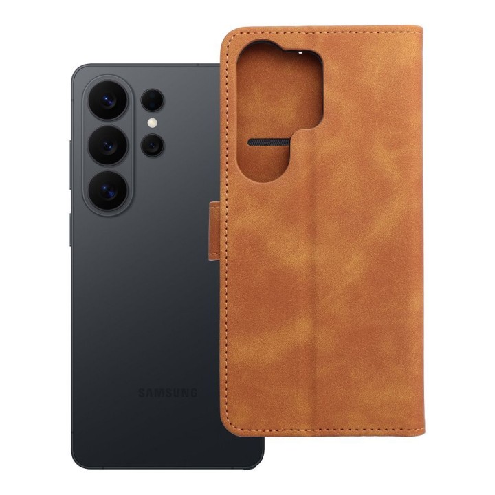 Etui z klapką na Samsung S26 ULTRA Tender Book brązowe