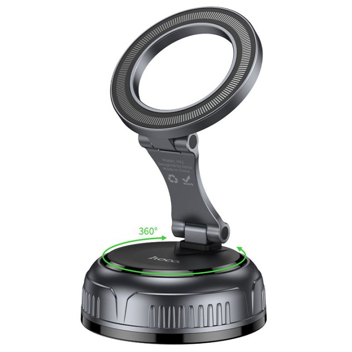 Magnetic car phone holder Hoco with adjustable suction cup H92 black-grey