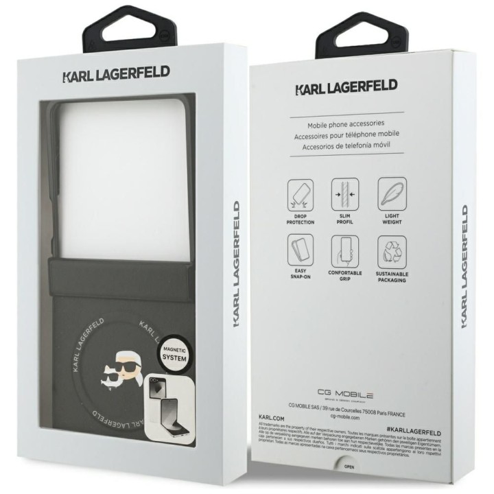 KARL LAGERFELD чехол для SAMSUNG Z FLIP7 совместимый с MagSafe KLHMZF7PSMLRKCK (PU K&C PINS) черный