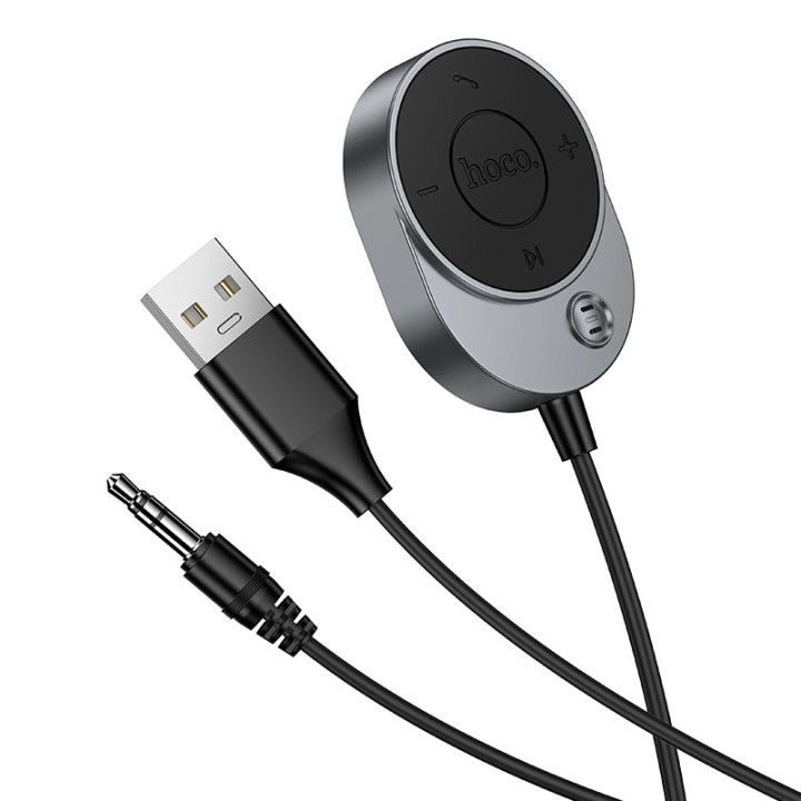 Odbiornik AUX Hoco Bluetooth з кабелем Jack 3,5 mm E150 сірий