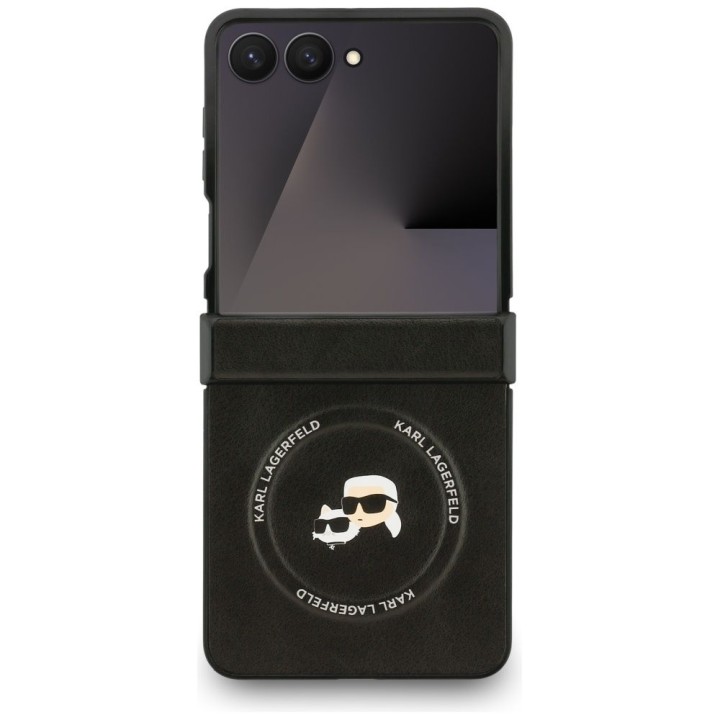 KARL LAGERFELD case for SAMSUNG Z FLIP7 compatible with MagSafe KLHMZF7PSMLRKCK (PU K&C PINS) black