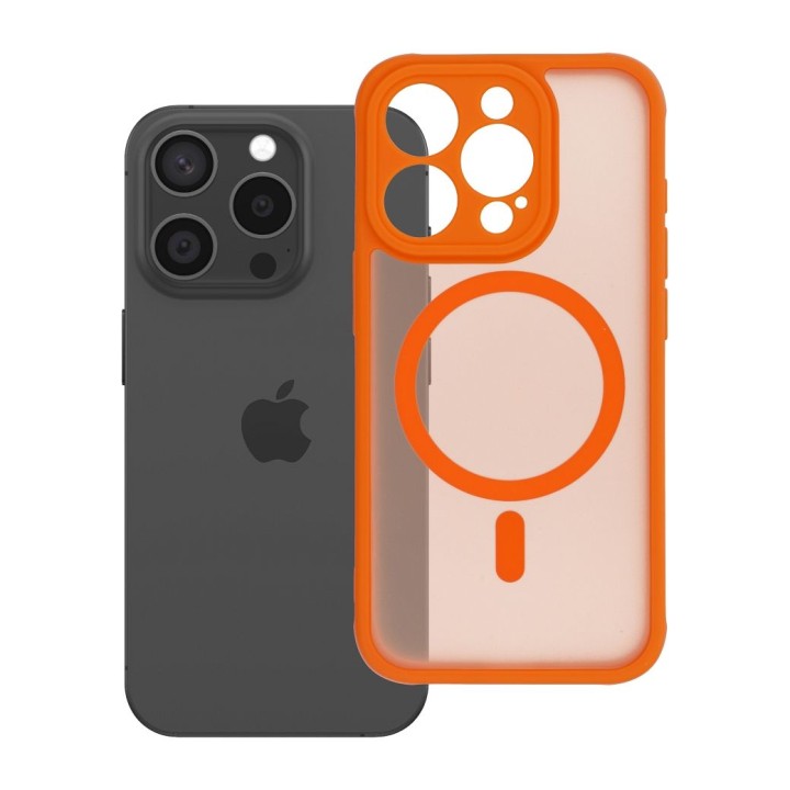 Case for iPhone 15 PRO Full Matte Mag Cover compatible with MagSafe orange