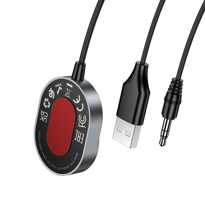Odbiornik AUX Hoco Bluetooth з кабелем Jack 3,5 mm E150 сірий